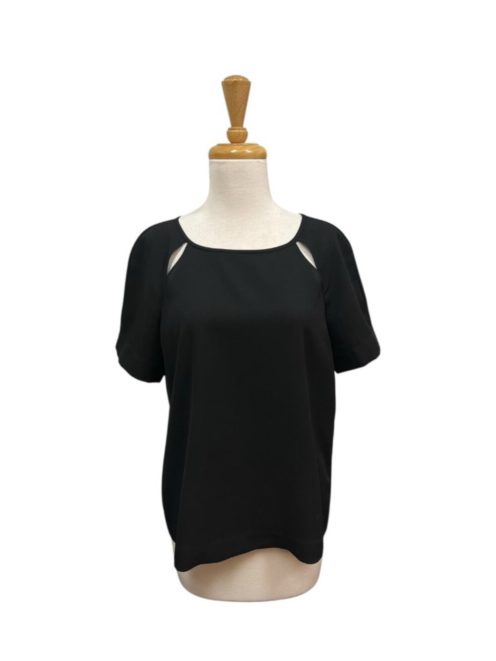 Tibi Black Cutout Top Size 6 Short Sleeve Blouse